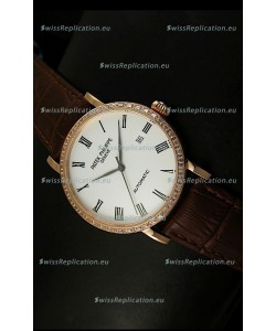 Patek Philippe Calatrava 5120 Swiss Replica Watch in Pink Gold Casing - Roman Hours