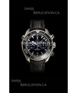 Omega Speedmaster Planet Ocean Black Dial Leather Strap Super Clone Watch 