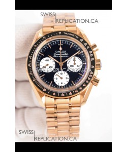 Omega Speedmaster Moonwatch Rose Gold Black Dial Super Clone Watch 