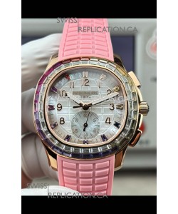 Patek Philippe Aquanaut 7968 Rose Gold Pink Strap Super Clone Watch 