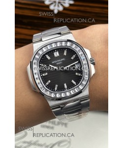 Patek Philippe Nautilus 5723 Black Dial White Sapphires Super Clone Watch 