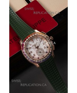 Patek Philippe Aquanaut 7968 Rose Gold Green Strap Super Clone Watch 