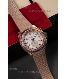 Patek Philippe Aquanaut 7968 Rose Gold Brown Strap Super Clone Watch 