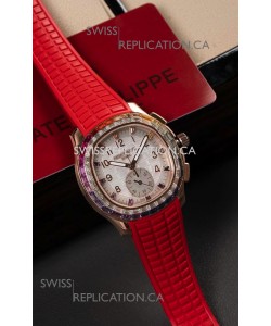 Patek Philippe Aquanaut 7968 Rose Gold Red Strap Super Clone Watch 