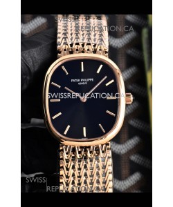 Patek Philippe Golden Ellipse 5738/1R-001 Rose Gold Black Dial Super Clone Watch 