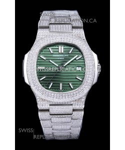 Patek Philippe Super Clone Nautilus 5711/1A Diamonds Paved Edition Green Dial