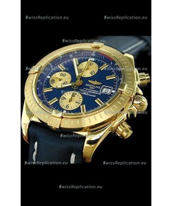 Breitling Evolution Swiss Replica Watch in Gold Case Blue Dial