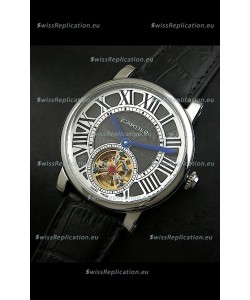 Cartier Ronde de Tourbillon Japanese Replica Watch in Black Dial