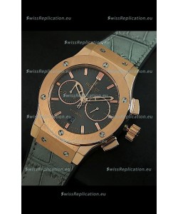 Hublot Big Bang Classic Fusion Swiss Replica Rose Gold Watch in Grey Strap