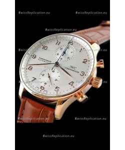 IWC Portuguese Chronograph Swiss Replica Watch in Rose Gold Casing