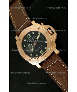 Panerai Luminor Submersible 1000M Japanese Automatic Rose Gold Watch in Black Dial