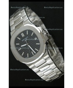 Patek Phillipe Nautilis Swiss Replica Watch in Black Textured Dial