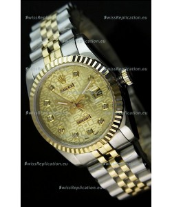 Rolex Replica Datejust Mens Swiss Watch in Gold Dial - 41MM