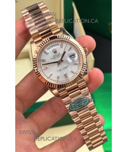 Rolex Day Date 228236 Rose Gold Sunburst Steel Dial Super Clone Watch 