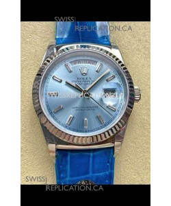 Rolex Day Date 128236 Stainless Steel ICE Blue Crystal Dial Super Clone Watch 