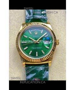Rolex Day Date 128238 Yellow Gold Green Crystal Dial Super Clone Watch 
