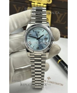 Rolex Day Date 228236 Stainless Steel ICE Blue Dial Super Clone Watch 