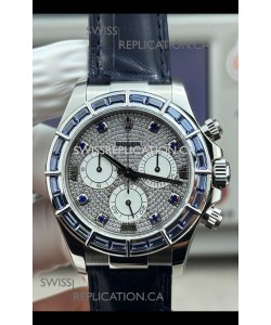 Rolex Daytona 116589SALV FREE SPRUNG MVMT White Gold Diamonds Dial Super Clone Watch 