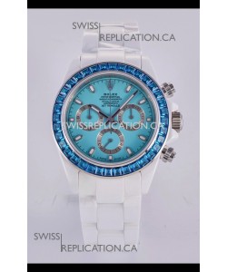 Rolex Daytona AET White Ceramic Blue Dial 4130 Movment Super Clone Watch 