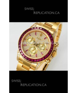 Rolex Daytona 116519 Yellow Gold Diamonds Dial Super Clone Watch 