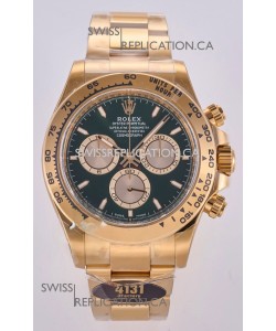 Rolex Daytona 126508 Yellow Gold Green Dial FREE SPRUNG MVMT Super Clone Watch 