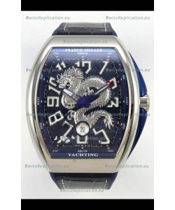Franck Muller Vanguard Super Clone Yachting Dragon V45 Blue Dial Stainless Steel Case Watch 