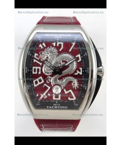 Franck Muller Vanguard Super Clone Yachting Dragon V45 Red Dial Stainless Steel Case Watch 
