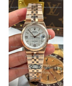 Rolex Land-Dweller 127235 Steel Honeycomb Rose Gold 36MM Swiss Replica Watch 