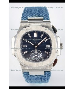 Patek Philippe Nautilus 5980/60G-001 Blue Dial Fabric Strap Crystal Numerals