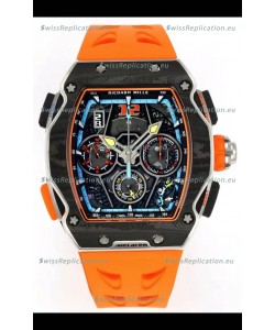 Richard Mille Super Clone RM65-01 Carbon Casing Replica Watch in Orange Strap 