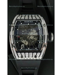 Richard Mille RM010 Stainless Steel Replica Watch in Black Strap