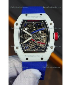 Richard Mille Super Clone RM67-02 Alexis Pinturault White Quartz TPT 37 Grams Watch Blue Strap