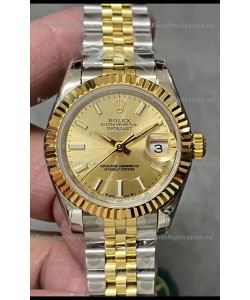 Rolex Datejust Super Clone Gold Dial 2 Tone Yellow Rose Gold Watch 28MM