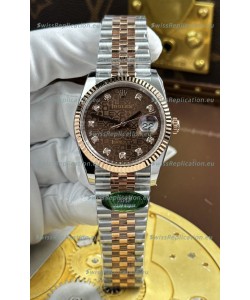 Rolex Datejust Super Clone Cal.3235 Brown Computer Dial 2 Tone Rose Gold Casing Watch 36MM