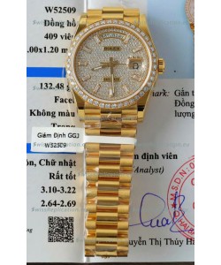 Rolex Day Date Super Clone Yelllow Gold Plated Custom Modified Diamonds Paved Watch