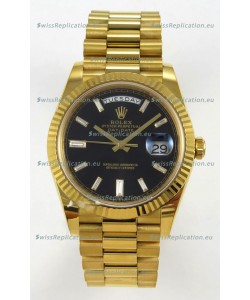 Rolex Day Date Super Clone Black Dial 40MM 220 Grams Swiss Replica watch 