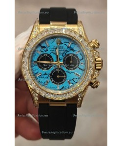 Rolex Daytona Super Clone 126518LN Yellow Gold Turquoise Dial Original Cal.4131 Movement
