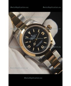 Rolex Explorer I Japanese Movement Replica Watch in Two Tone Black Dial 36MM