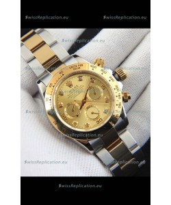 Rolex Daytona Japanese Movement Two Tone Gold Casing Watch in Gold Dial 