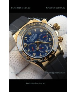 Rolex Daytona Japanese Movement Gold Casing Replica Watch in Blue Dial 