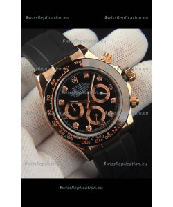 Rolex Daytona Japanese Movement Gold Casing Replica Watch in Black Dial 
