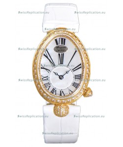 Breguet Reine De Naples Ladies Yellow Gold White Leather Swiss 1:1 Edition Replica Watch
