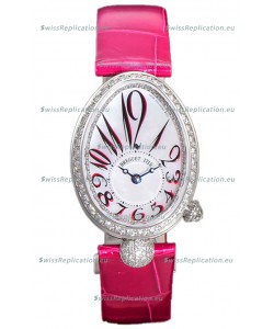 Breguet Reine De Naples Ladies Stainless Steel Pink Leather Swiss 1:1 Edition Replica Watch