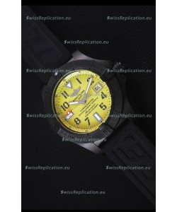Breitling Avenger Blacksteel DLC Coated Swiss Replica Watch in Yellow Dial