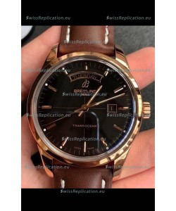 Breitling Transocean Day & Date Swiss Replica Watch in Black Dial 1:1 Mirror Edition