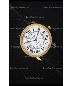 Cartier "Ronde De Cartier" Yellow Gold Case watch with Lab Created Diamonds Bezel