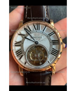 Rotonde De Cartier Flying Tourbillon Swiss Replica Watch in Yellow Gold Super Clone Watch