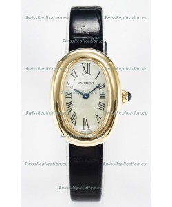Cartier Baignoire Yellow Gold 1:1 Super Clone Swiss Replica Watch Black Strap