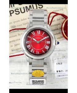 Cartier Ronde Must 29MM Swiss Quartz Red Dial 1:1 Mirror Swiss Replica Watch 