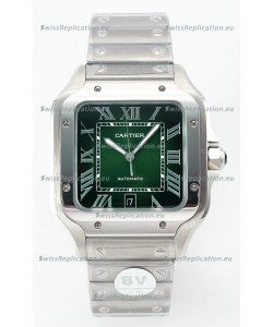 Cartier Santos De Cartier 904L Steel Green Dial Super Clone Replica 40MM Watch 